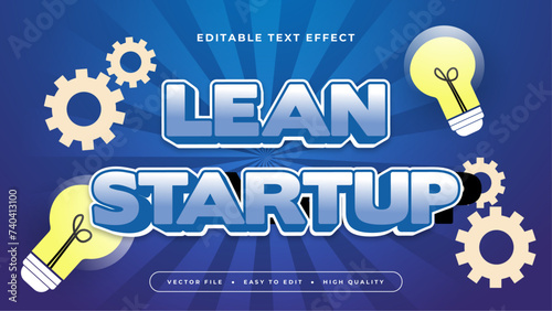 Blue white and yellow lean startup 3d editable text effect - font style