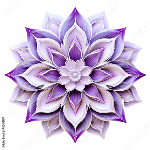 Mandala fractal design element with flower pattern isolated on transparent background