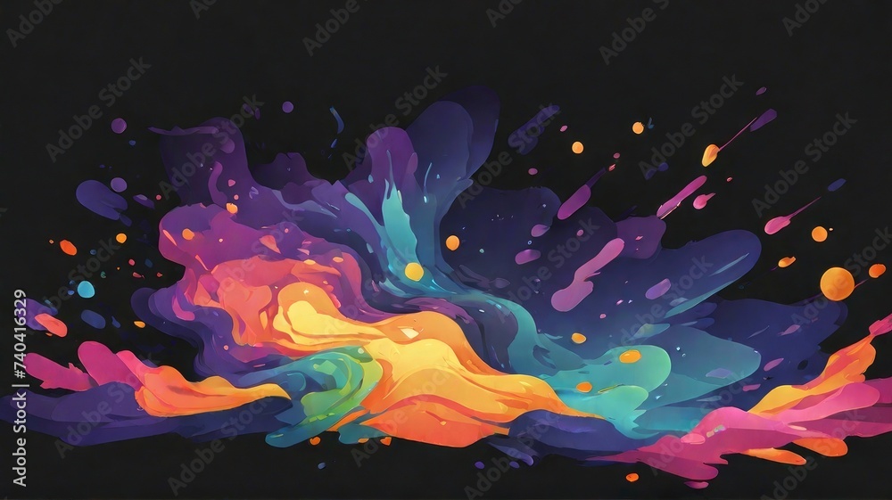 colorful splashes on black