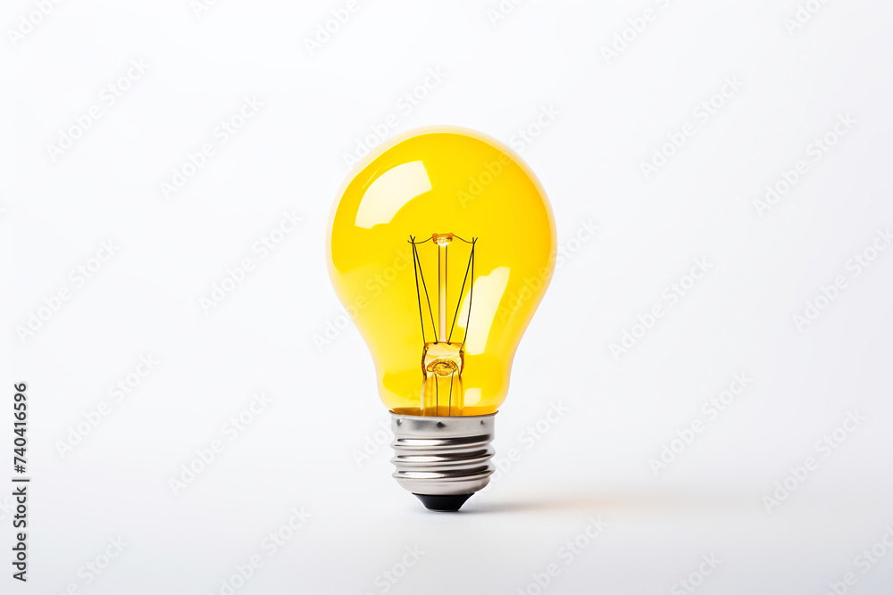 Bright Yellow Lightbulb on a Clean White Background, Creativity and Innovation Concept Bright Yellow Lightbulb on a Clean White Background, Creativity and Innovation Concept