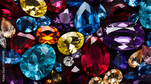 Kaleidoscope of Assorted Colored Gemstones, Luxury and Jewelry Background