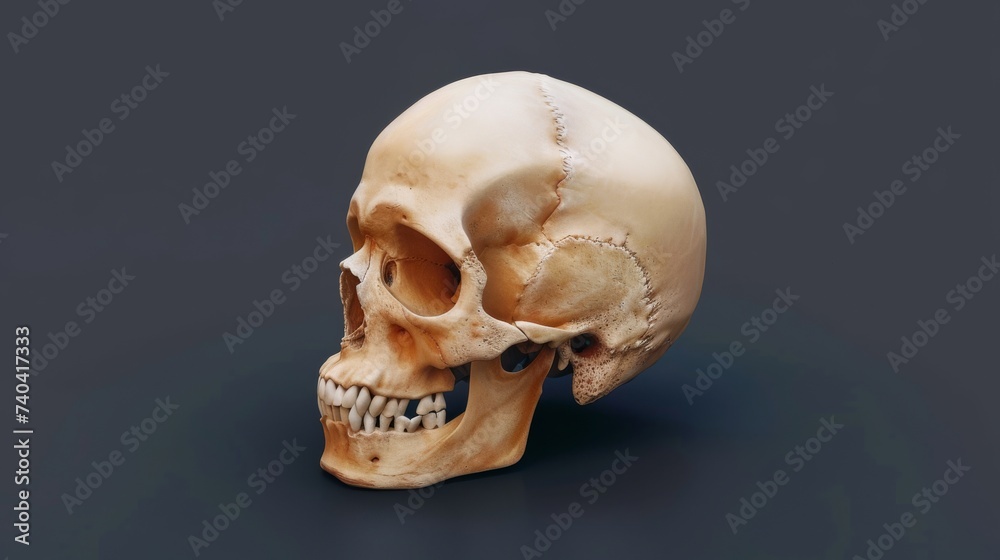 3D render of a human skull, detailed anatomy, educational 3D render of a human skull, detailed anatomy, educational