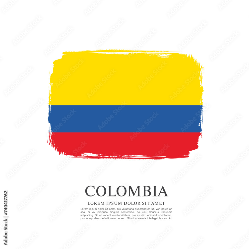 Fototapeta premium Flag of Colombia, brush stroke background
