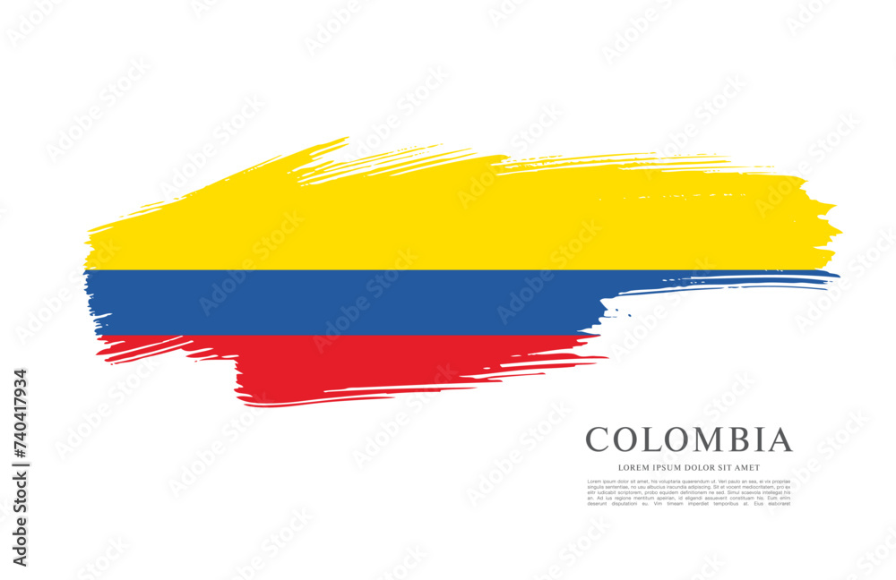 Obraz premium Flag of Colombia, brush stroke background