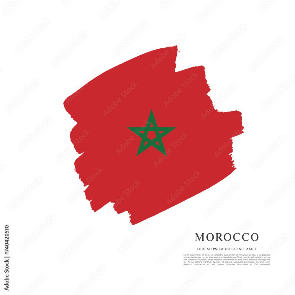 Flag of Morocco, brush stroke background Flag of Morocco, brush stroke background
