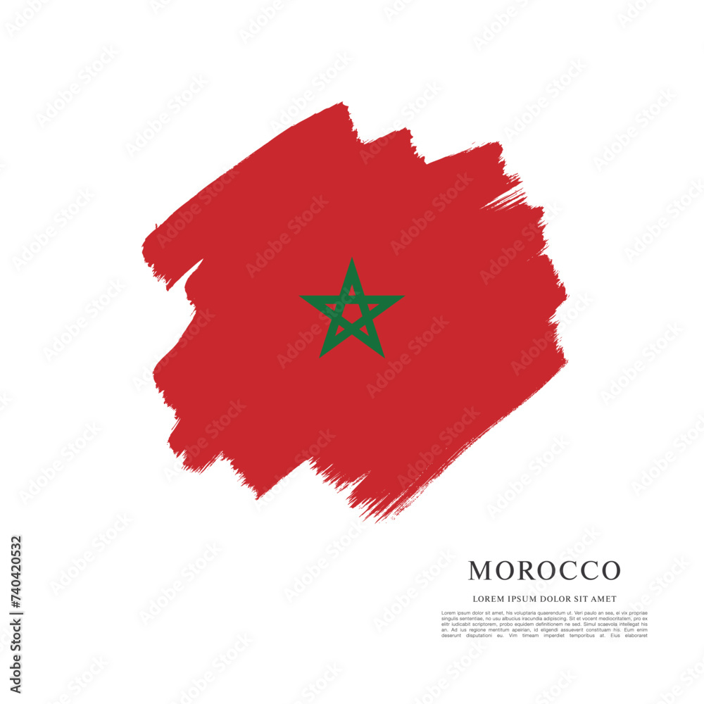 Flag of Morocco, brush stroke background Flag of Morocco, brush stroke background