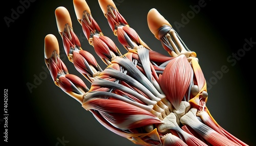 human hand anatomy, muscle system 3d visualization medical and study photo