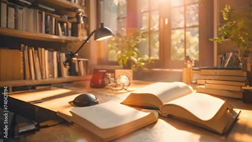 Wallpaper Mural illustration of a peaceful study environment, bathed in the warm glow of summer Torontodigital.ca