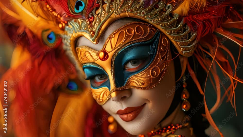 Young woman with mask and carnival costume in carnival. Young woman with mask and carnival costume in carnival.