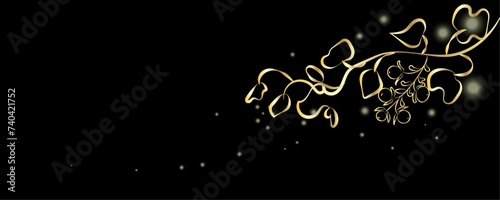 Golden Line art botany banner. Japanese style Hand drawn vector. Line art style design. Concept traditional Asian Card with space for text wedding, invitation, template card Golden frames.