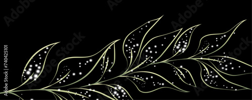 Golden Line art botany banner. Japanese style Hand drawn vector. Line art style design. Concept traditional Asian Card with space for text wedding, invitation, template card Golden frames.