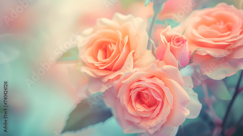 beautiful pink rose flower with blur background