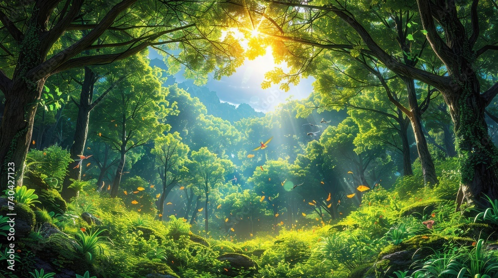 Serene and eco-friendly Forests Day featuring a lush green forest canopy with various tree species. Serene and eco-friendly Forests Day featuring a lush green forest canopy with various tree species.