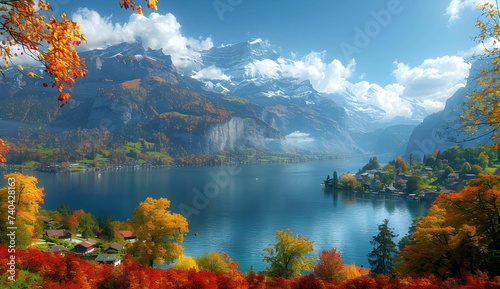  lakes, mountains, autumn, vibrant, skylines, romanticized, country, life, light, amber, azure, pastoral, charm, suburban, ennui, capturer, UHD, image, yellow, red