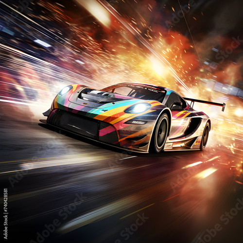Pinnacle of Speed: Capturing the Thrill of GT Racing on a Sharp Turn - An Exhilarating Display of Motorsport
