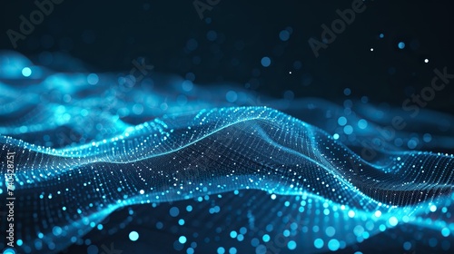 Beautiful blue digital background, digitalization and artificial intelligence concept.