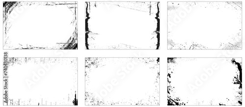 Set of black grunge frames isolated on white background. 