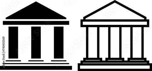 museum icon, sign, or symbol in glyph and line style isolated on transparent background. Vector illustration