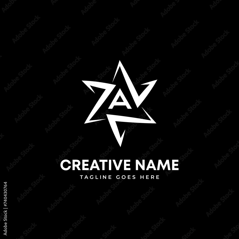 Abstract letter A star logo design