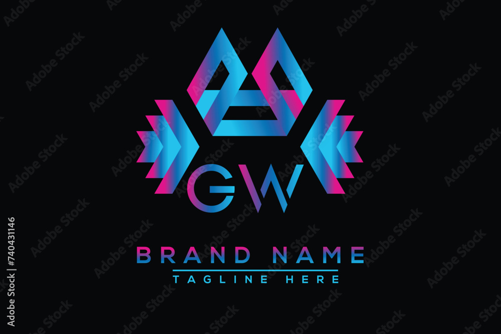 Blue GW letter logo design. Vector logo design for business. Blue GW letter logo design. Vector logo design for business.