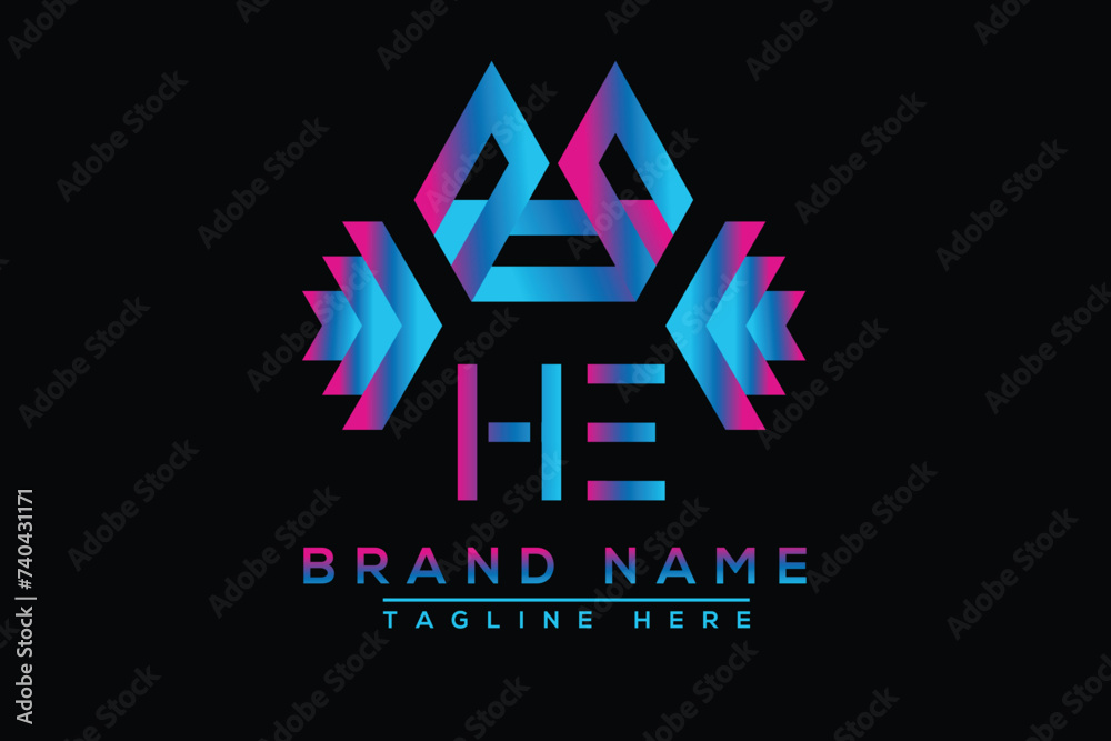 Blue HE letter logo design. Vector logo design for business. Blue HE letter logo design. Vector logo design for business.