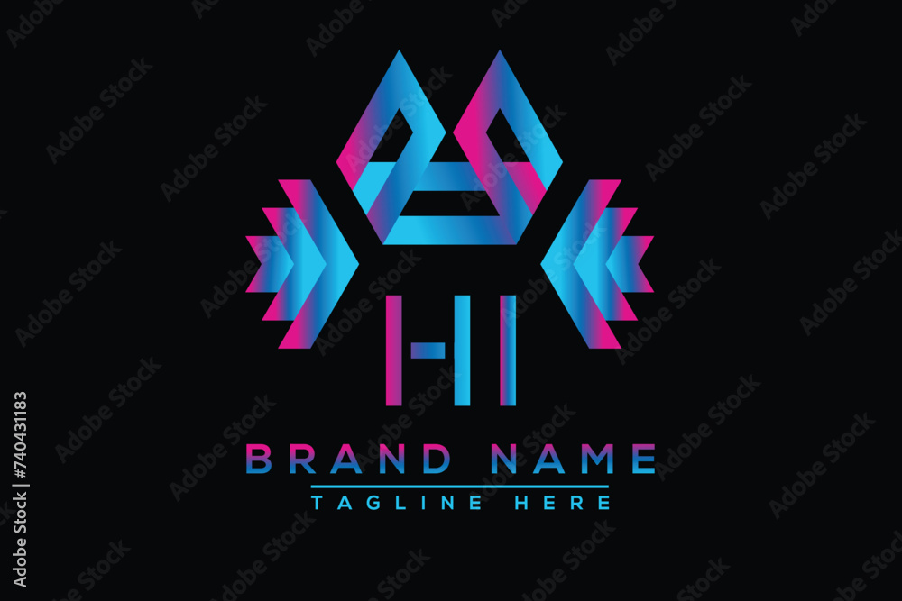 Blue HI letter logo design. Vector logo design for business. Blue HI letter logo design. Vector logo design for business.