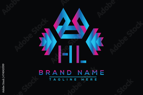 Blue HL letter logo design. Vector logo design for business.