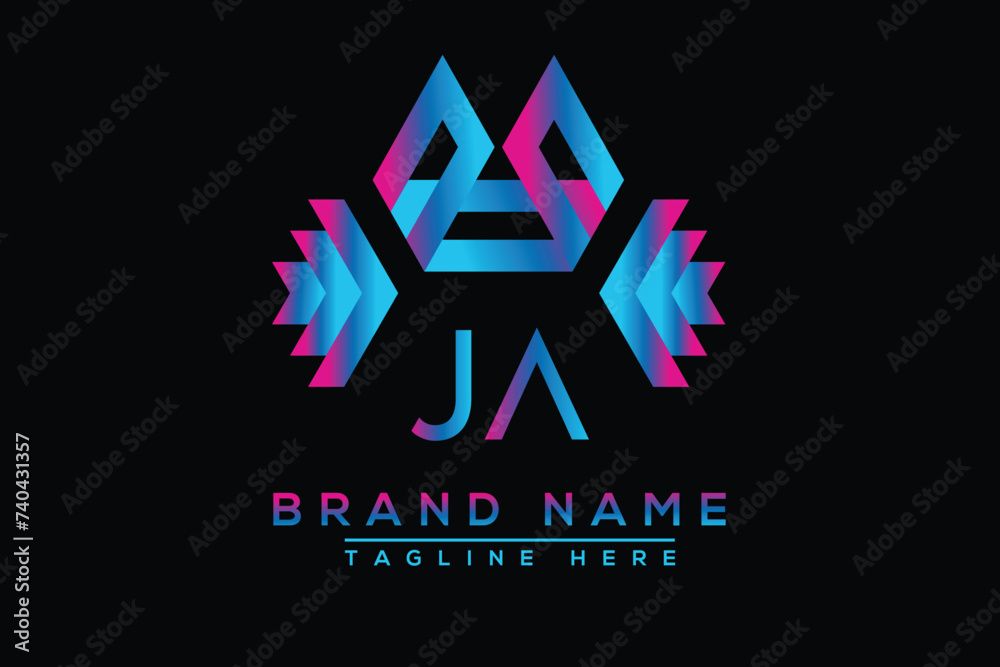 Blue JA letter logo design. Vector logo design for business. Blue JA letter logo design. Vector logo design for business.