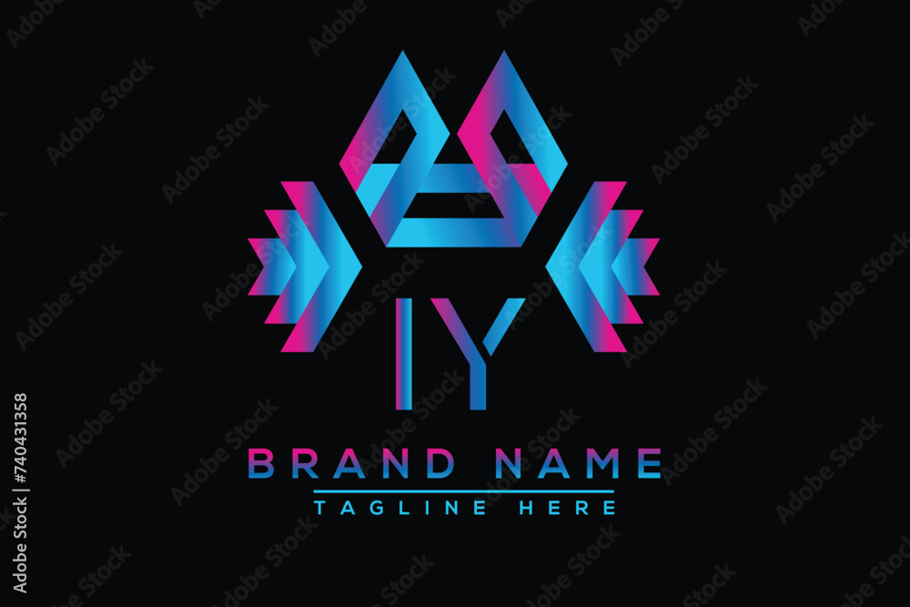 Blue IY letter logo design. Vector logo design for business. Blue IY letter logo design. Vector logo design for business.