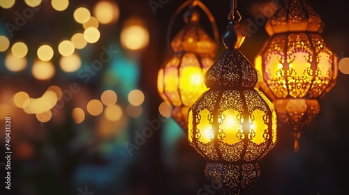 Arabic Lantern of Ramadan Celebration Background
