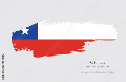 Flag of Chile  brush stroke background
