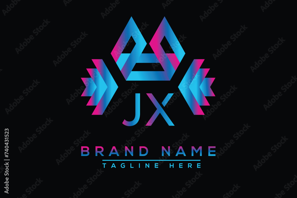 Blue JX letter logo design. Vector logo design for business.