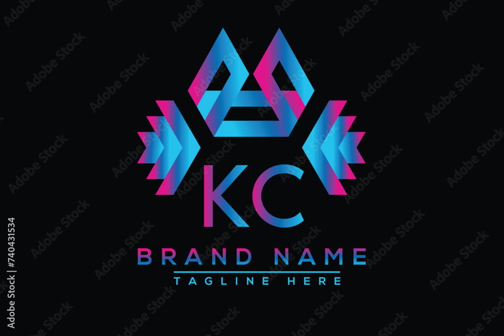 Blue KC letter logo design. Vector logo design for business. Blue KC letter logo design. Vector logo design for business.