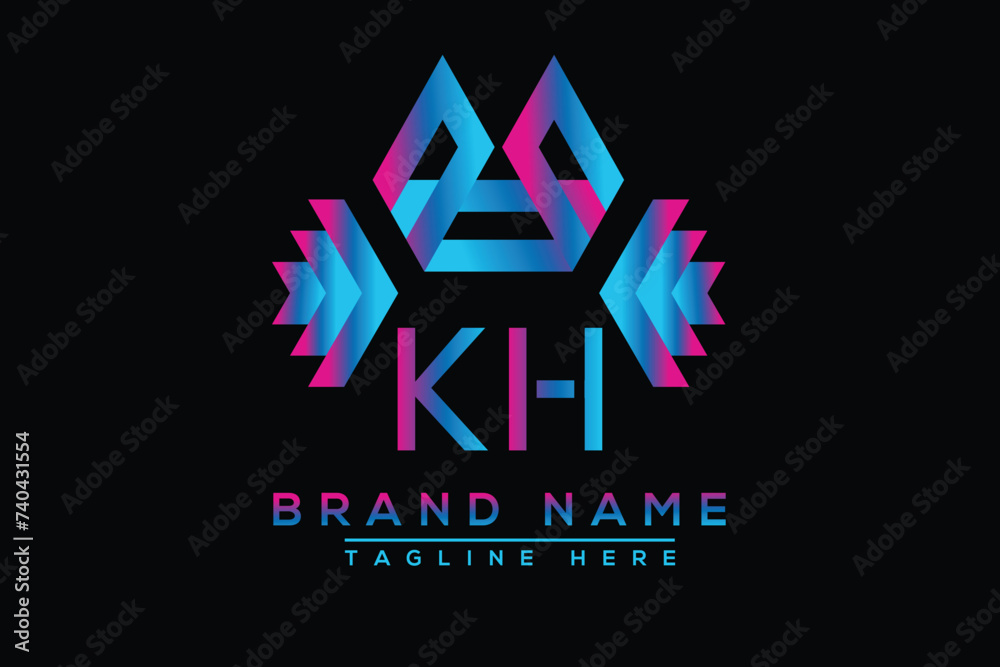Blue KH letter logo design. Vector logo design for business. Blue KH letter logo design. Vector logo design for business.