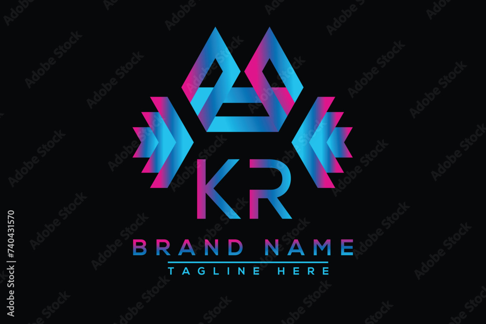 Blue KR letter logo design. Vector logo design for business. Blue KR letter logo design. Vector logo design for business.