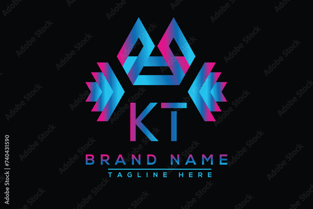 Blue KT letter logo design. Vector logo design for business. Blue KT letter logo design. Vector logo design for business.