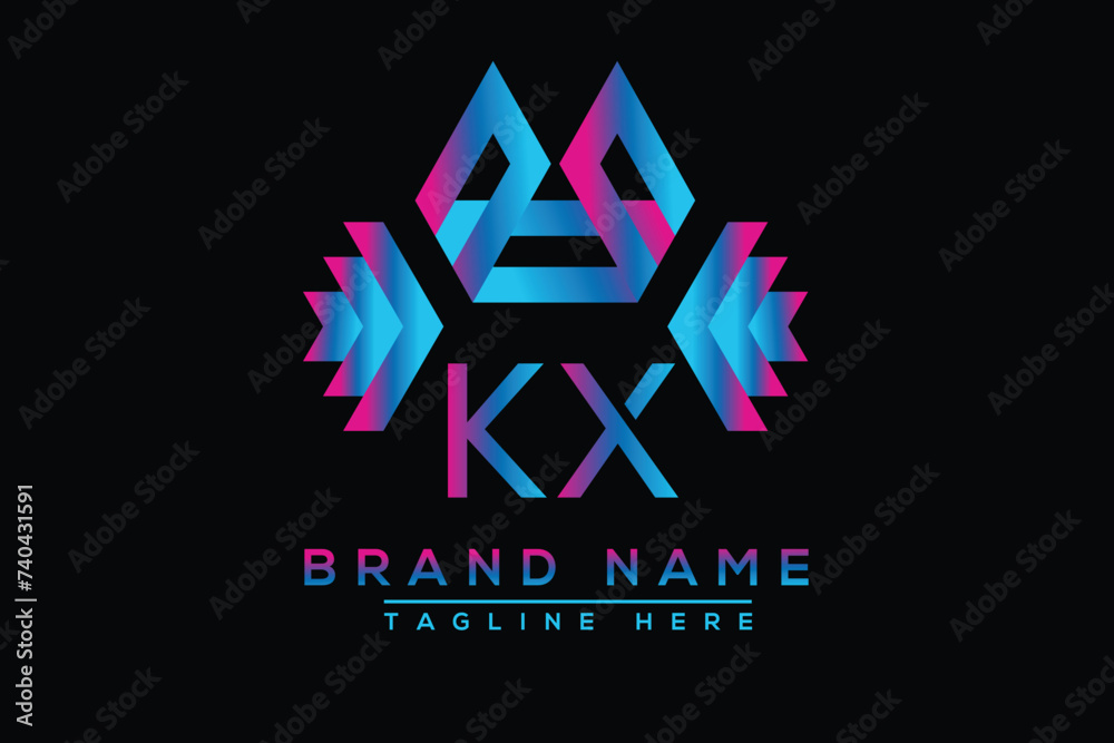 Blue KX letter logo design. Vector logo design for business. Blue KX letter logo design. Vector logo design for business.