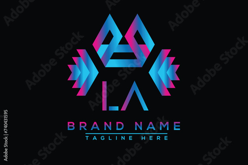 Blue LA letter logo design. Vector logo design for business.