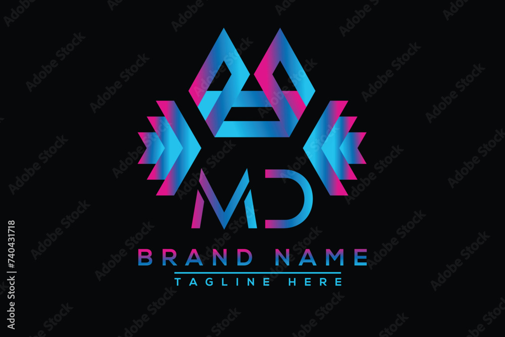 Blue MD letter logo design. Vector logo design for business. Blue MD letter logo design. Vector logo design for business.