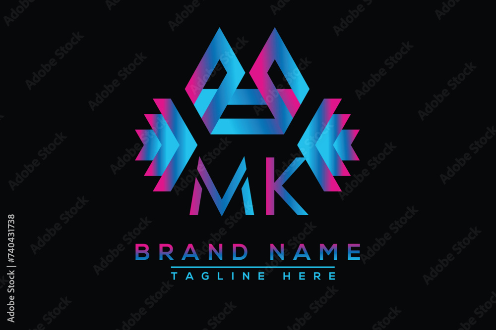 Blue MK letter logo design. Vector logo design for business. Blue MK letter logo design. Vector logo design for business.