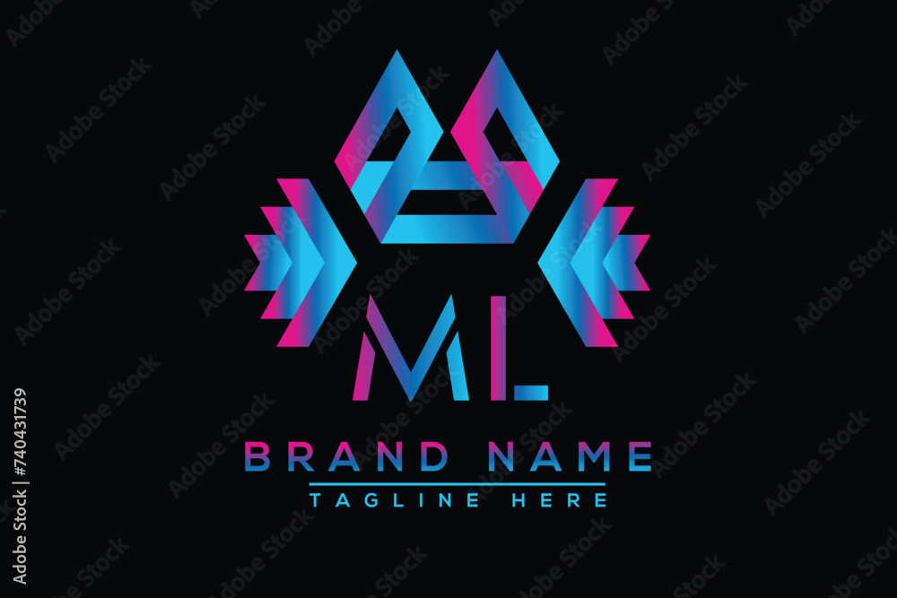 Blue ML letter logo design. Vector logo design for business. Blue ML letter logo design. Vector logo design for business.