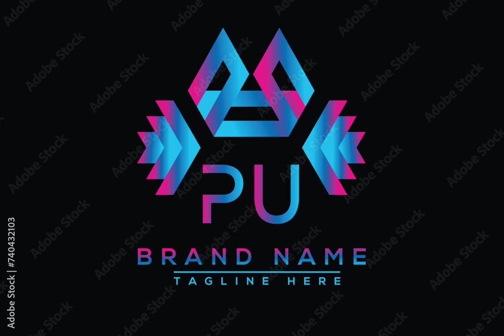 Blue PU letter logo design. Vector logo design for business. Blue PU letter logo design. Vector logo design for business.