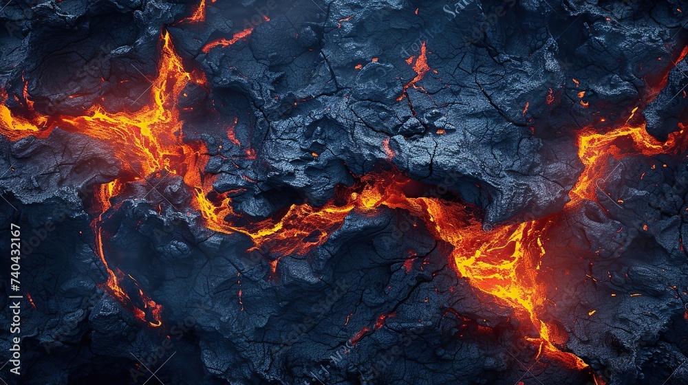 Lava texture background. Hot glowing lava closeup background, black orange heat design, top view. Abstract background of extinct lava with red gaps. Lava texture background. Hot glowing lava closeup background, black orange heat design, top view. Abstract background of extinct lava with red gaps.