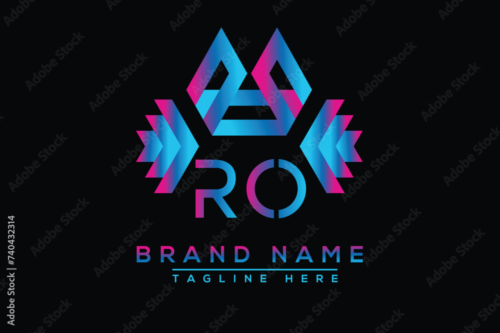 Blue RO letter logo design. Vector logo design for business. Blue RO letter logo design. Vector logo design for business.