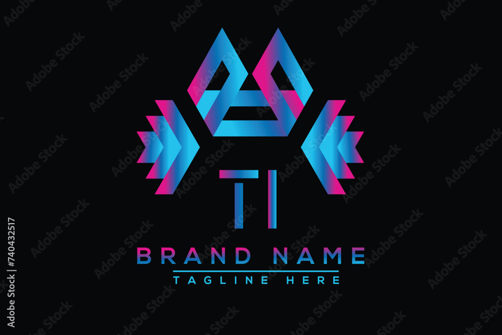 Blue TI letter logo design. Vector logo design for business. Blue TI letter logo design. Vector logo design for business.