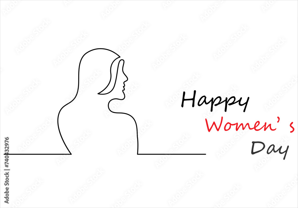 Continuous one line drawing of women's day out line vector art illustration 