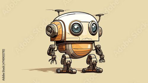 Abstract robot companion with expressive features. simple Vector art