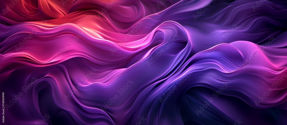Obraz premium A close up of a swirling pattern in shades of purple, violet, magenta, and electric blue on a dark background resembling a petal painting in darkness with intricate graphics