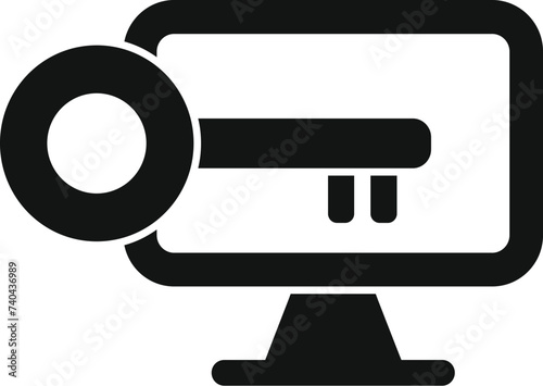 Locked monitor hacker icon simple vector. Robbery secure vigilant. Law protection