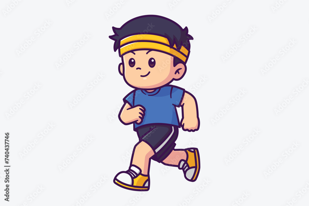 Cute Kids Jogging Cartoon Character Cute Kids Jogging Cartoon Character